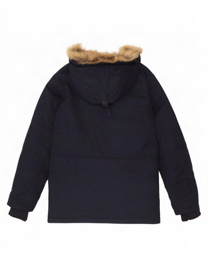 Superdry Herre The windparka Hooded Parka Jacket UK 36 Small Navy Blue