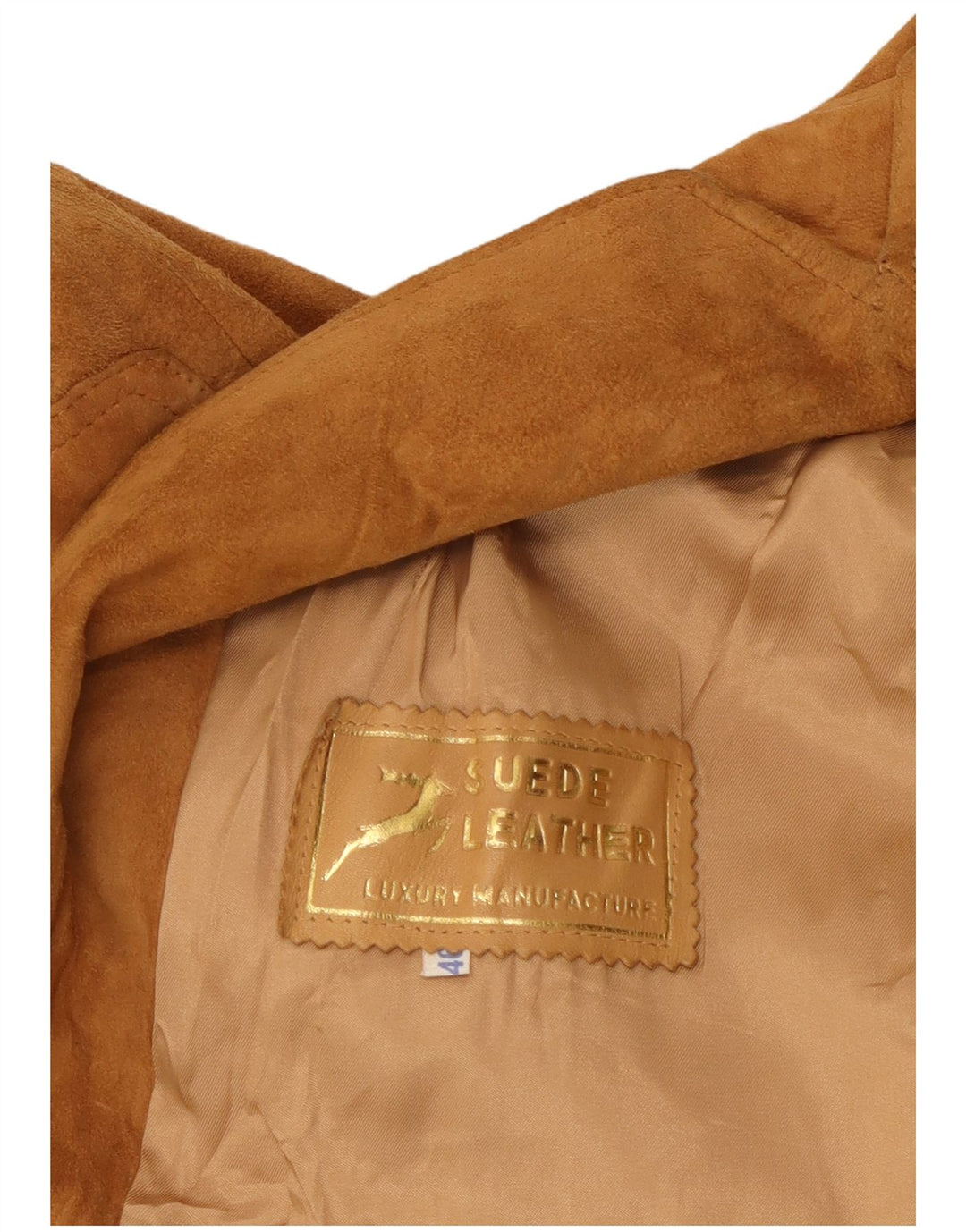 VINTAGE Dame ruskindsjakke IT 46 Stort beige læder