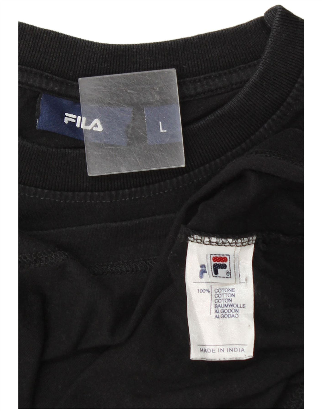 Fila Herre Grafisk T-Shirt Top Stor Sort Bomuld