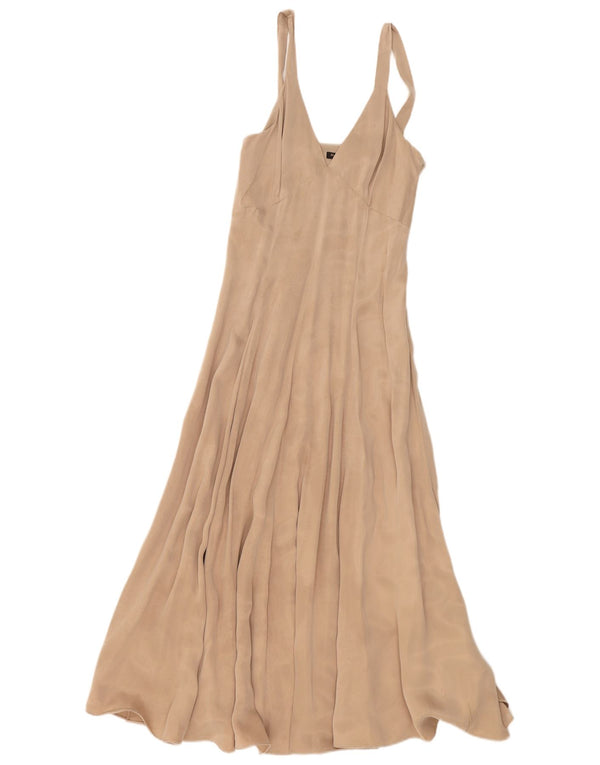 Massimo Dutti Dame ærmeløs Maxikjole EU 34 2XS Beige Polyester