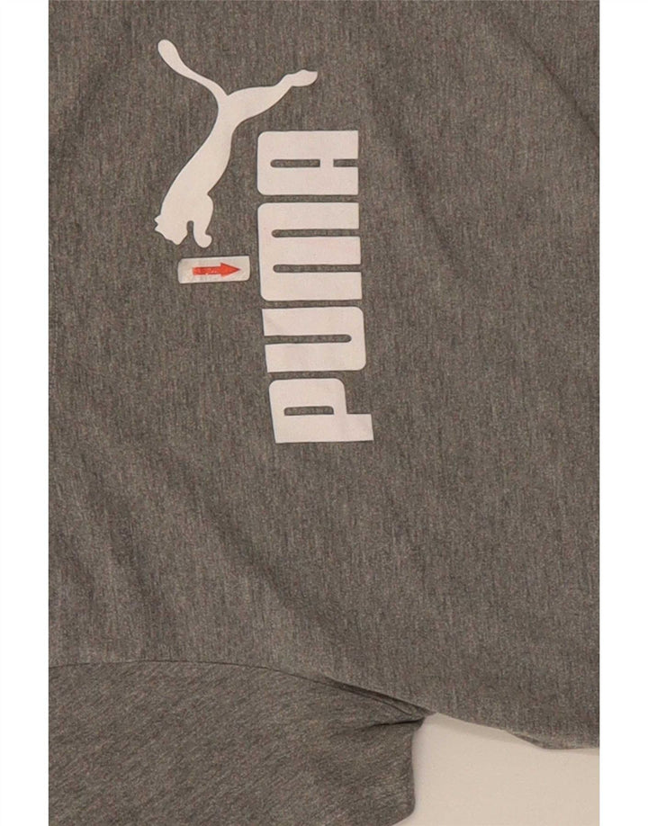 Puma grafisk T-shirt top til kvinder UK 12 mellemgrå flækket