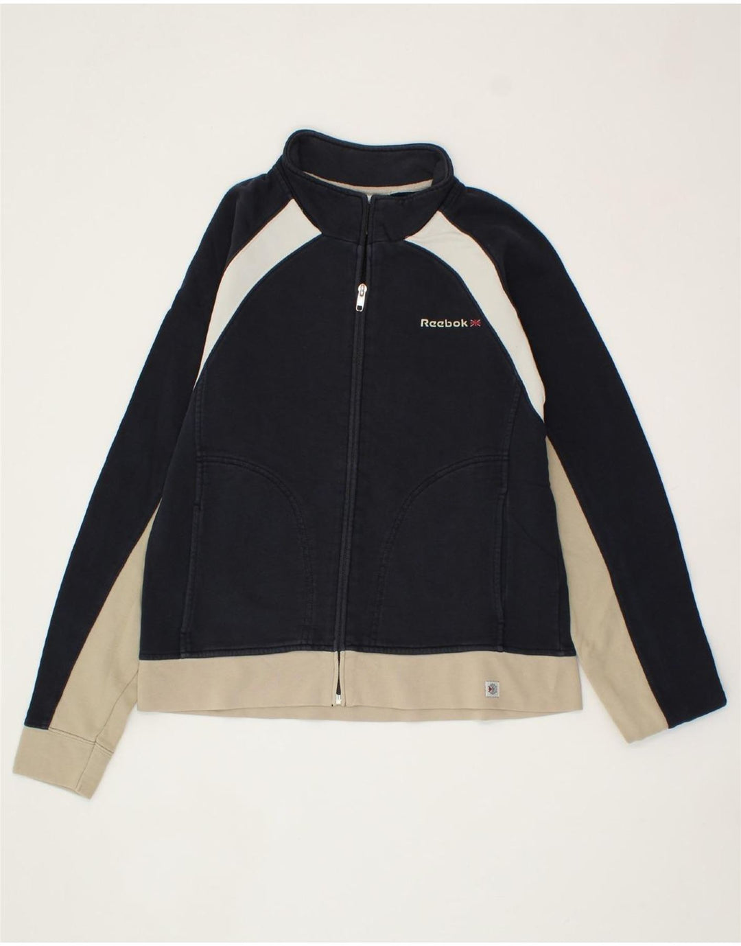 REEBOK Mens Tracksuit Top Jacket XS Navy Blue Colourblock Vintage Reebok and Second-Hand Reebok from Messina Hembry 
