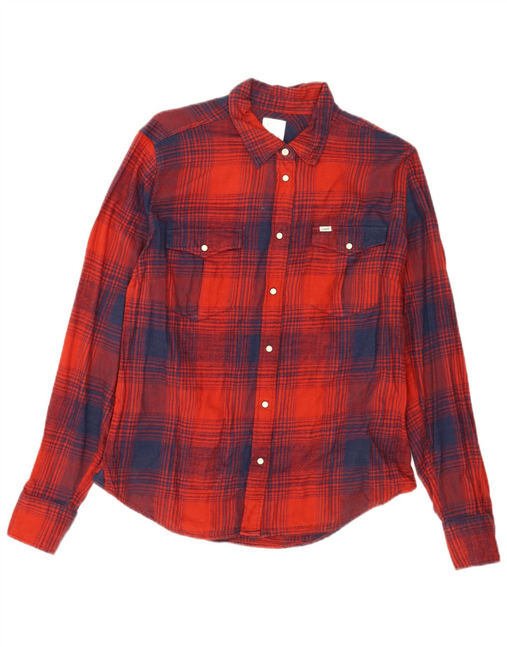 Lee Herre Regular Fit Flanellskjorte Stor rød Plaid Bomuld