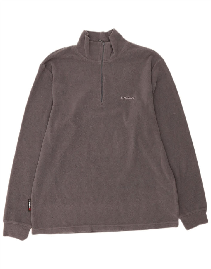Invicta herre lynlås hals fleece jumper stor grå polyester