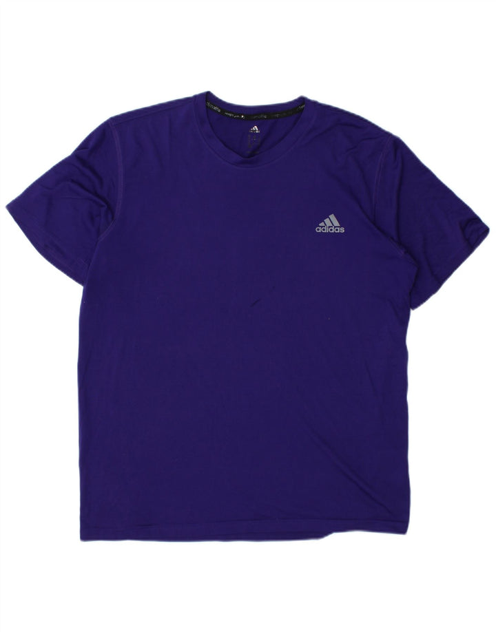 ADIDAS Herre Climalite T-Shirt Top Medium Lilla Polyester
