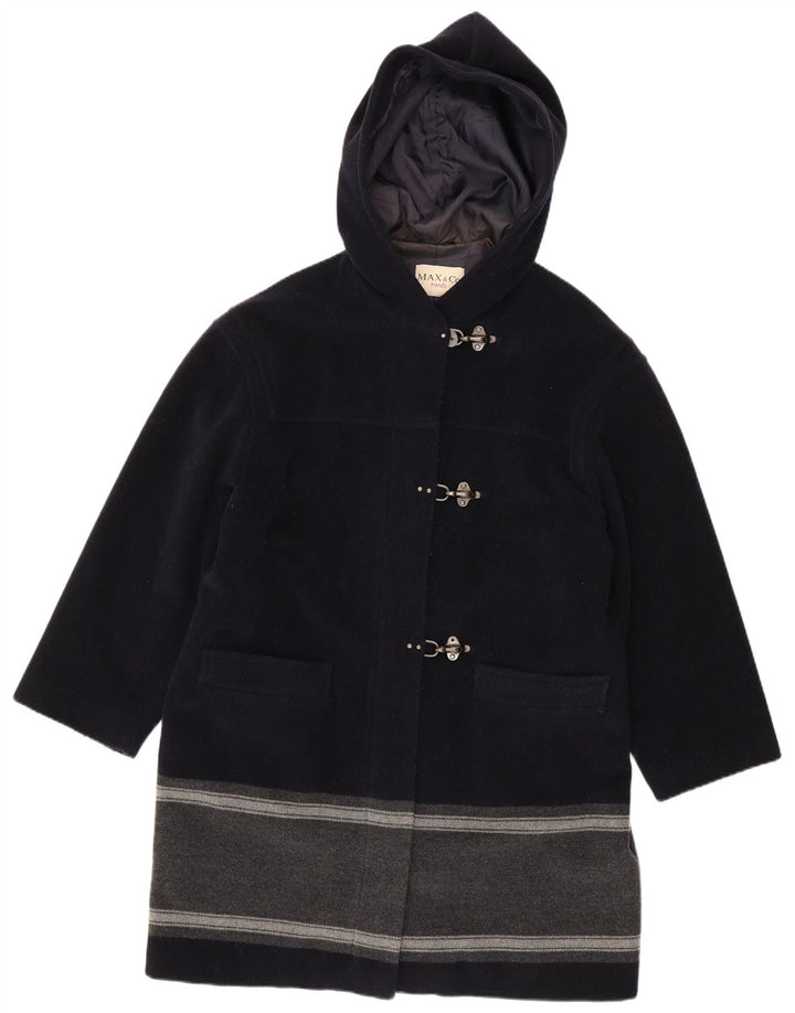 Max & Co. Dame Hooded Duffle Coat UK 14 Large Navy Blue Colourblock