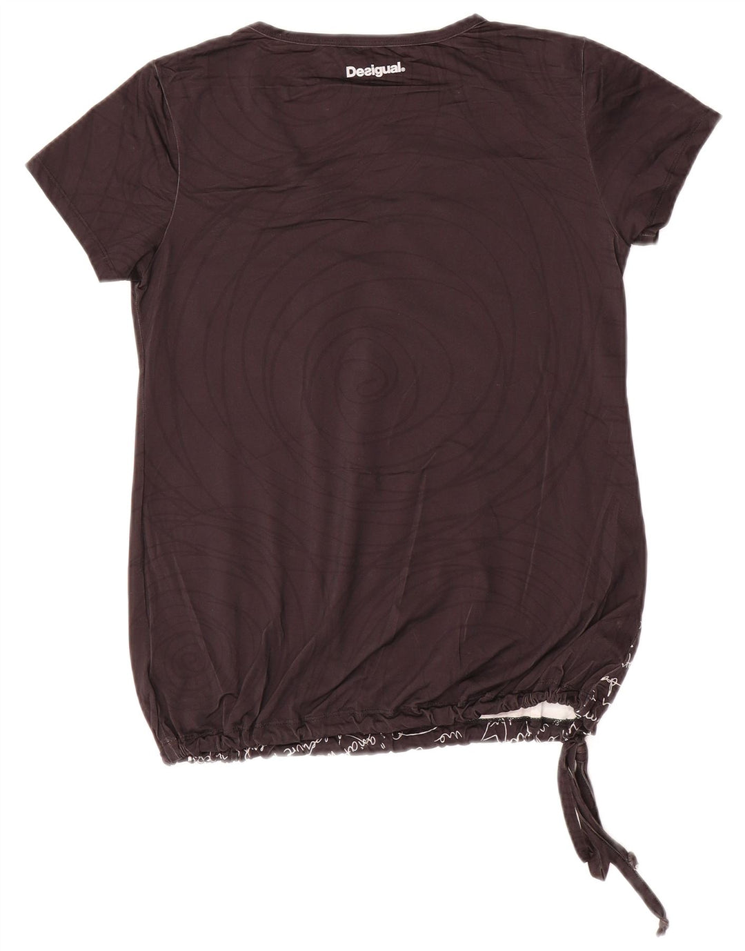 Desigual Dame Grafisk T-Shirt Top UK 10 Lille sort polyamid