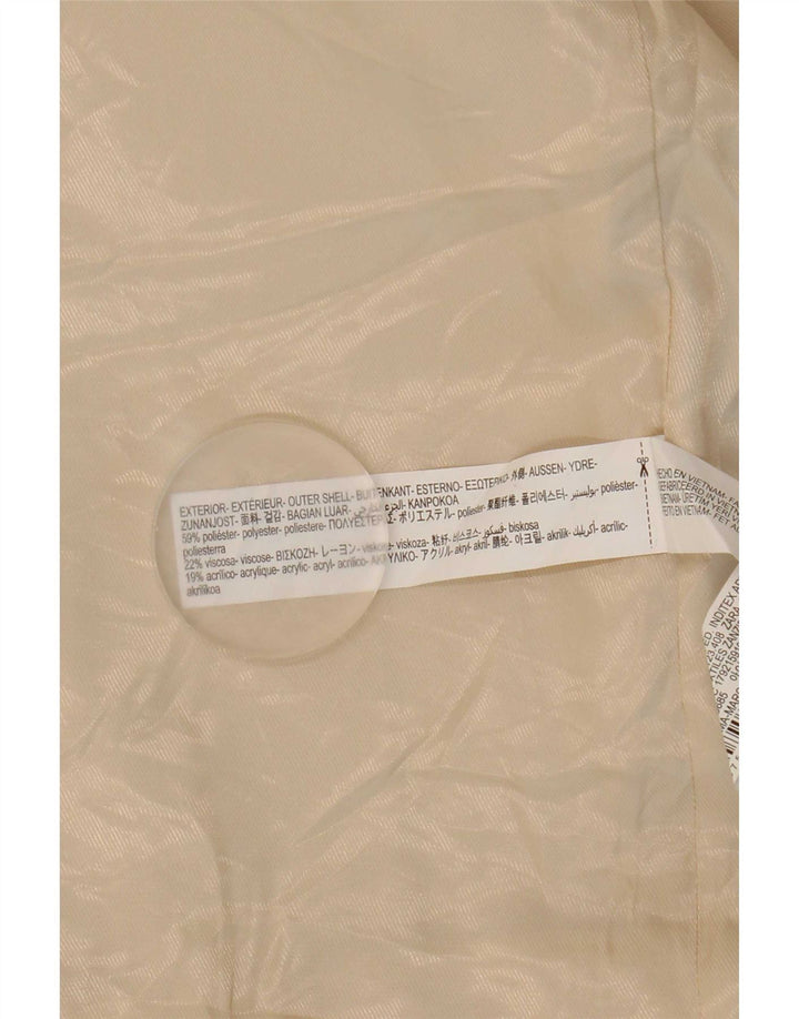 Zara Dame Oversized Overfrakke UK 16 Large Beige Polyester