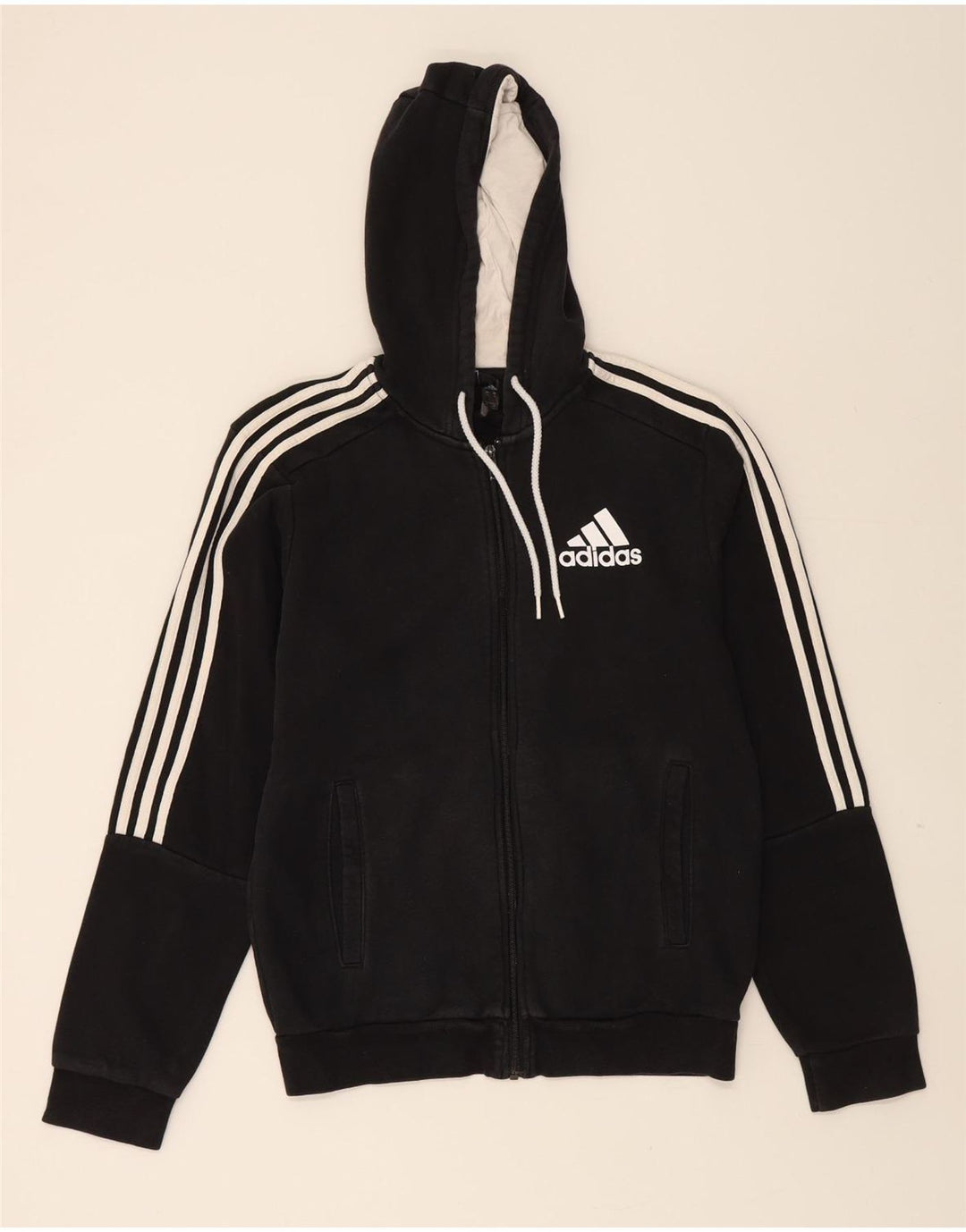 ADIDAS Mens Zip Hoodie Sweater Small Black Cotton Vintage Adidas and Second-Hand Adidas from Messina Hembry 