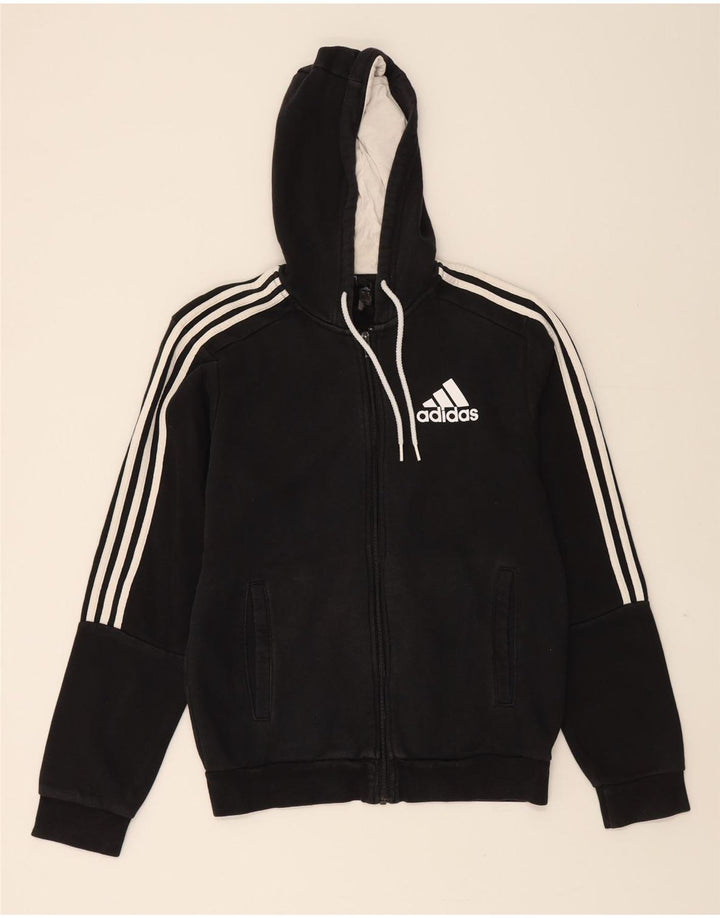 ADIDAS Mens Zip Hoodie Sweater Small Black Cotton Vintage Adidas and Second-Hand Adidas from Messina Hembry 