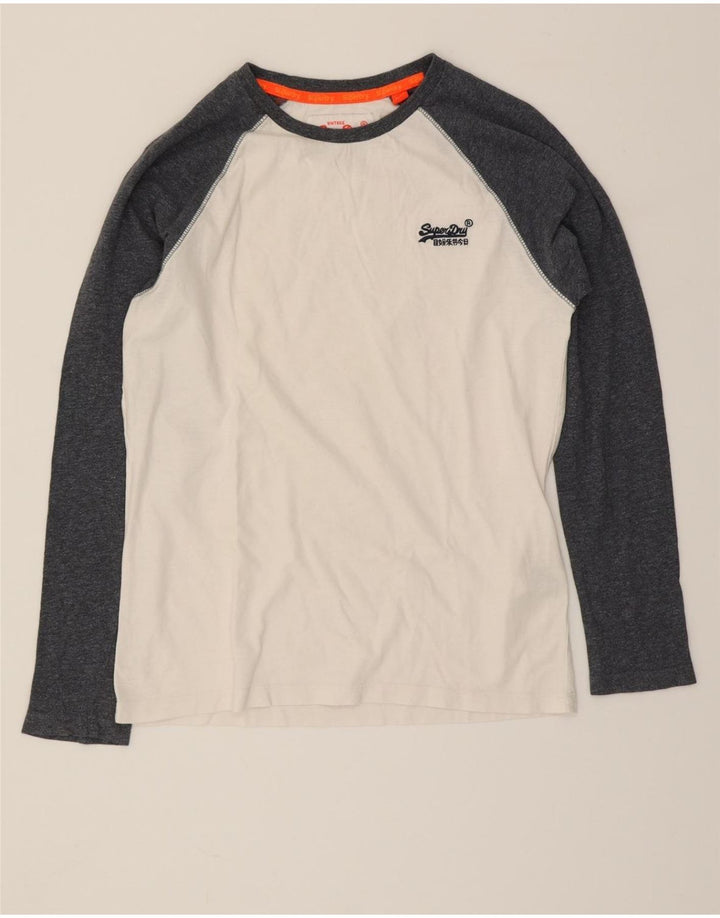 SUPERDRY Mens Top Long Sleeve Small White Colourblock Cotton Vintage Superdry and Second-Hand Superdry from Messina Hembry 