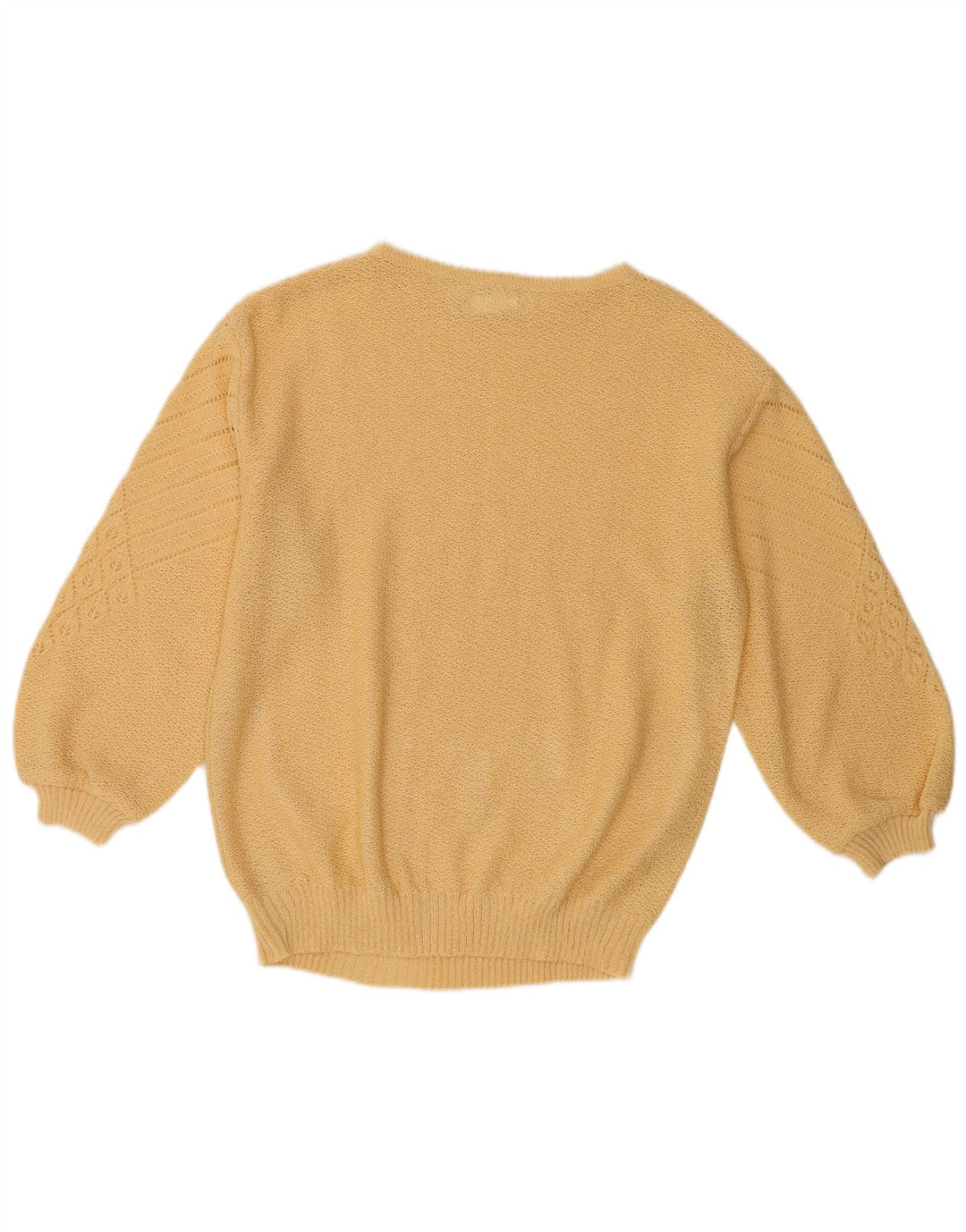 Vintage Dame Boat Neck Jumper Sweater UK 12 Medium Yellow