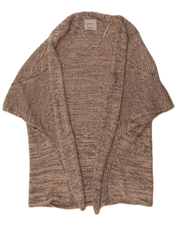 Zara Womens Poncho Cardigan Sweater UK 14 Medium Grey Flecked Cotton