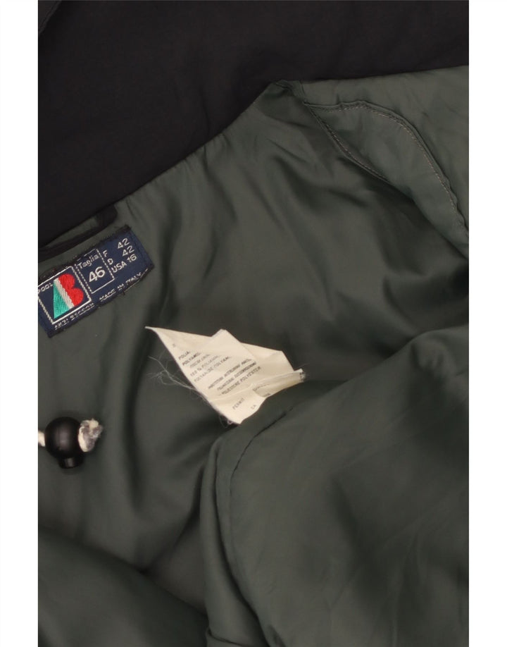 VINTAGE Dame Oversized hættejakke IT 46 Stor sort nylon