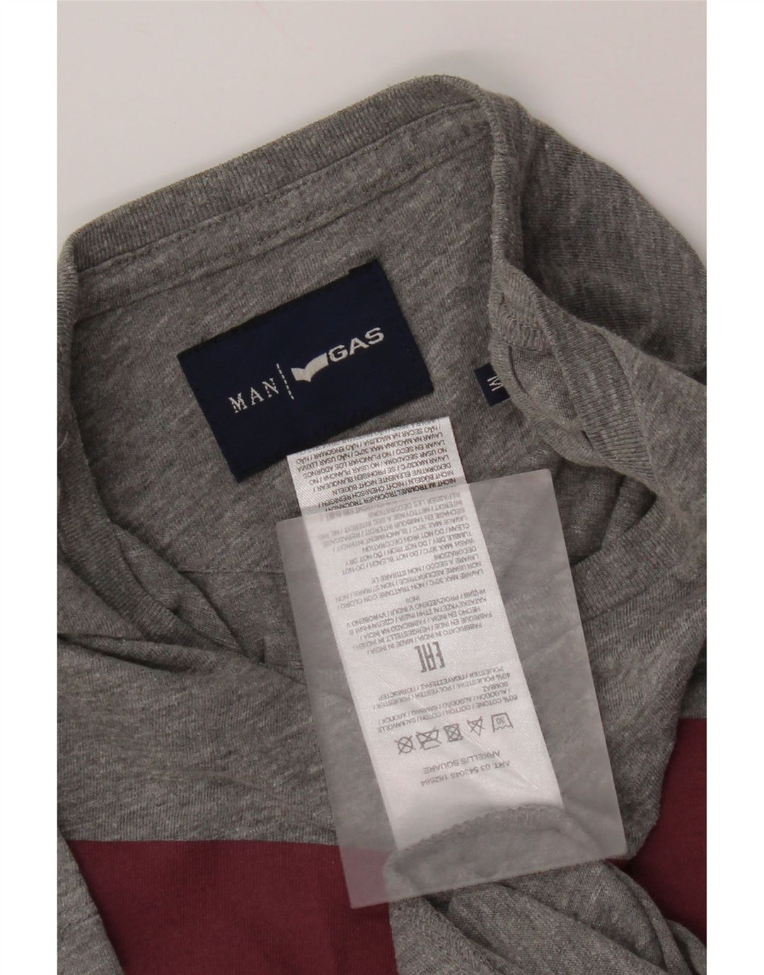 Gas Herre grafisk T-shirt Top Medium Grey Flecked Bomuld