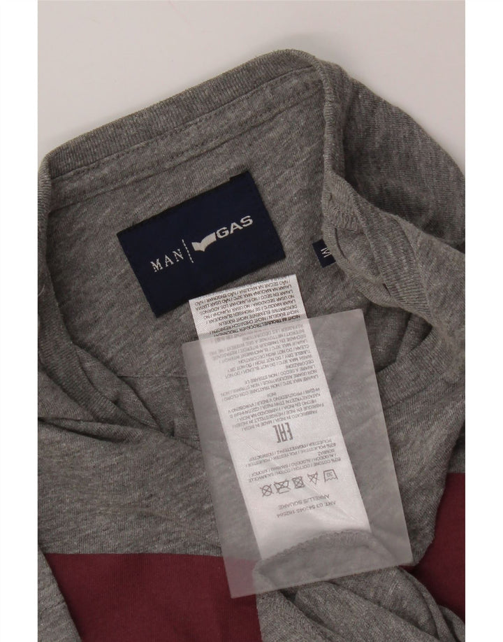 Gas Herre grafisk T-shirt Top Medium Grey Flecked Bomuld