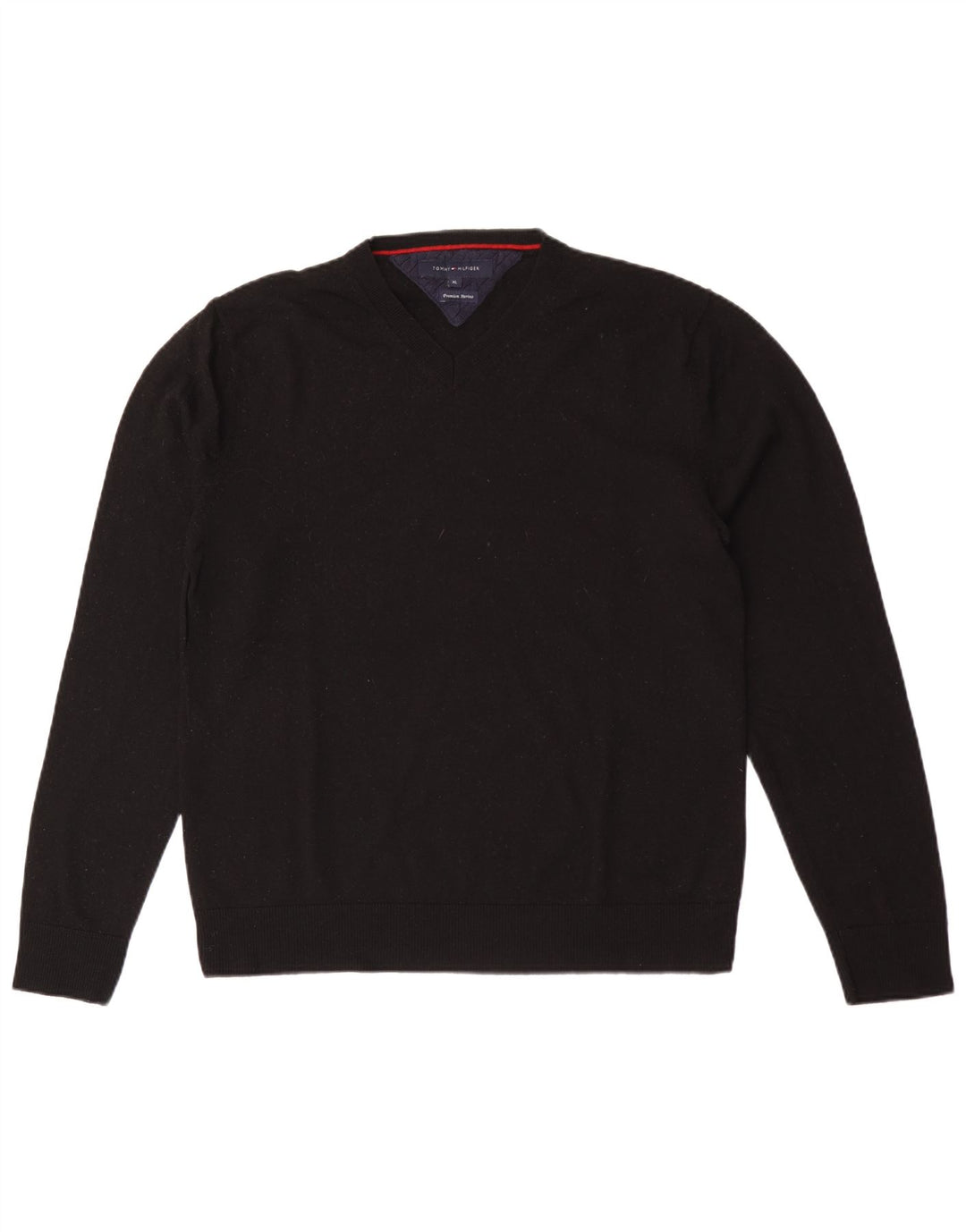 Tommy Hilfiger Herre V-hals sweater XL Sort Uld