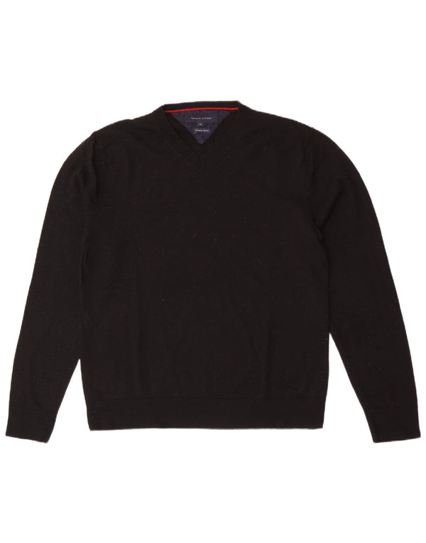 Tommy Hilfiger Herre V-hals sweater XL Sort Uld