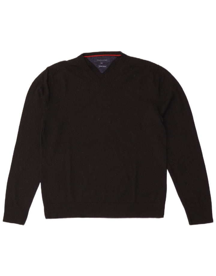 Tommy Hilfiger Herre V-hals sweater XL Sort Uld