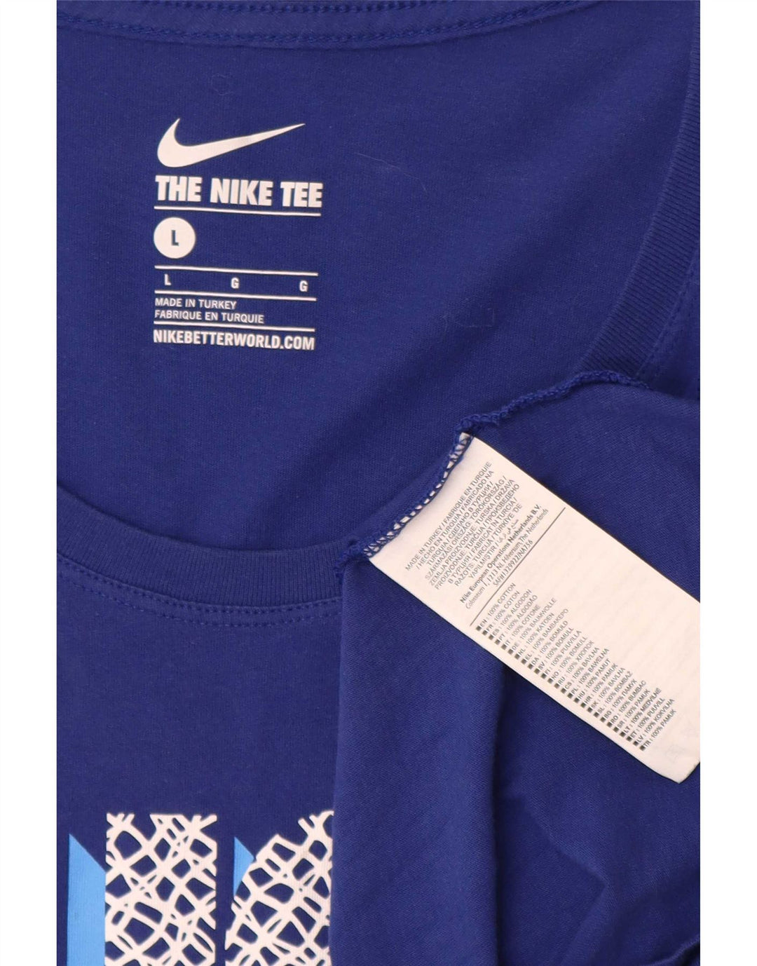 Nike grafisk T-shirt top til mænd, stor blå bomuld