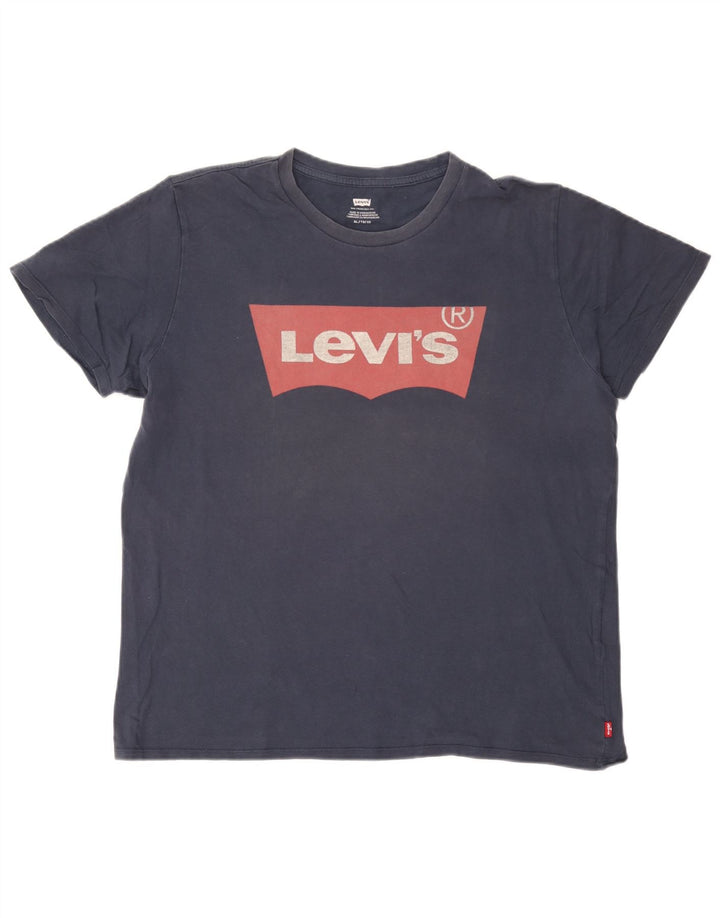 Levi's Herre grafisk T-shirt top XL marineblå bomuld