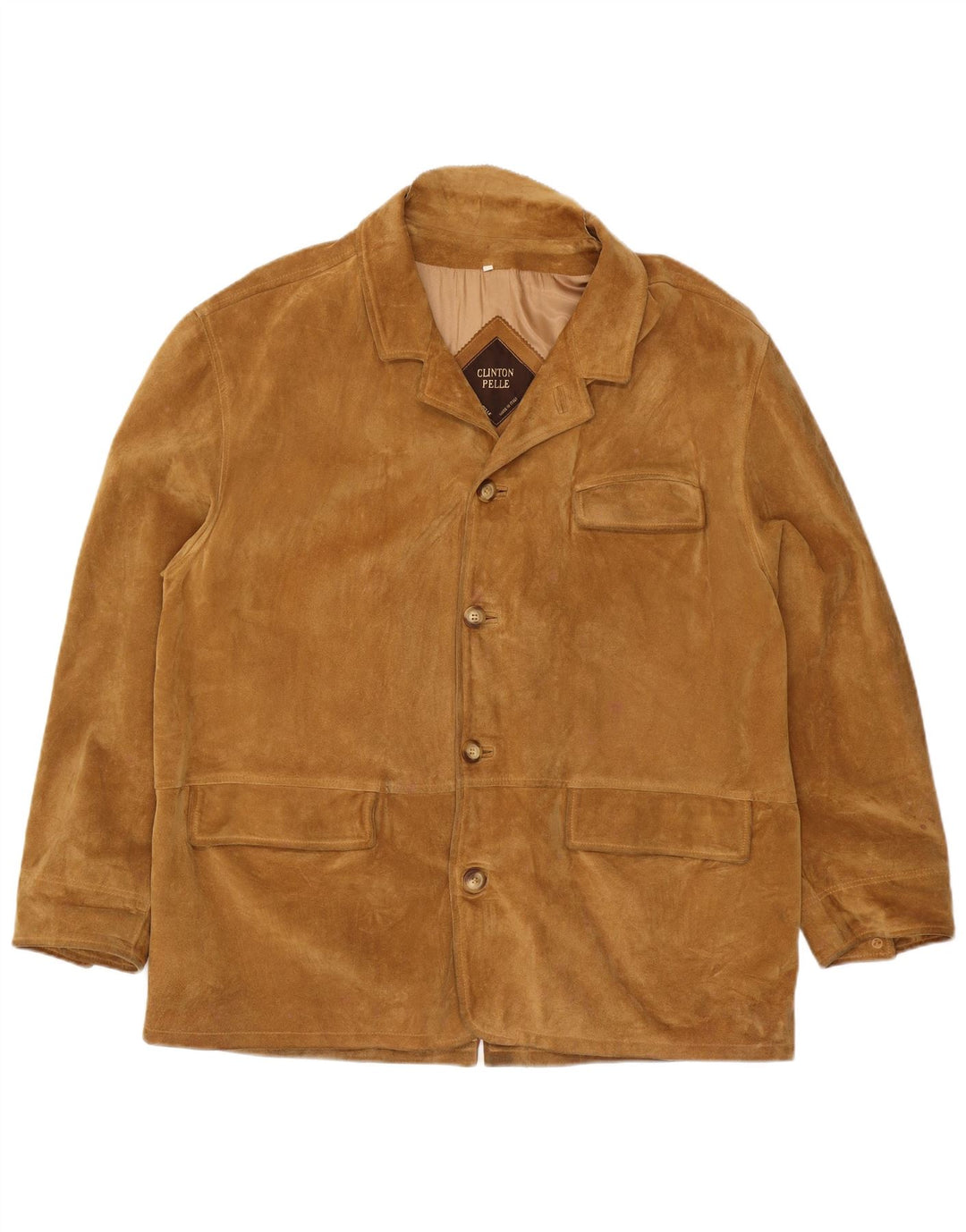 Vintage herre 4 knap ruskind blazerjakke IT 56 3XL Beige