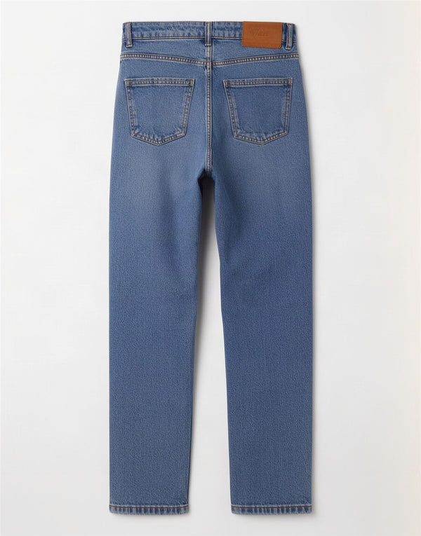 Zara Kvinder Højtaljet Tapered Jeans EU 34 2XS W24 L27 Blå