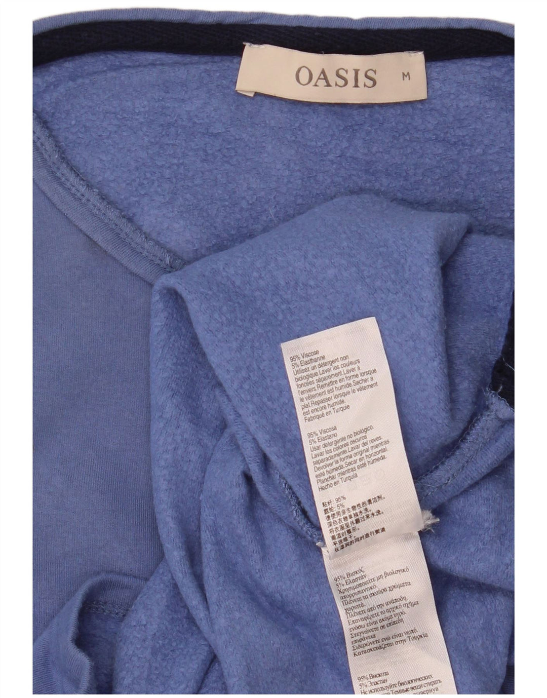 Oasis Womens Abstrakt mønster Sweatshirt Jumper UK 12 Medium Blue Viscose