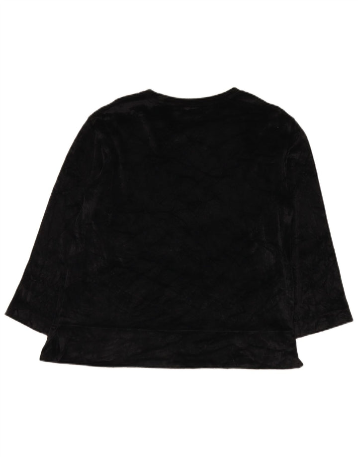 Max Mara Dame Weekend Velour Top 3/4 ærme UK 16 Large Black Rayon