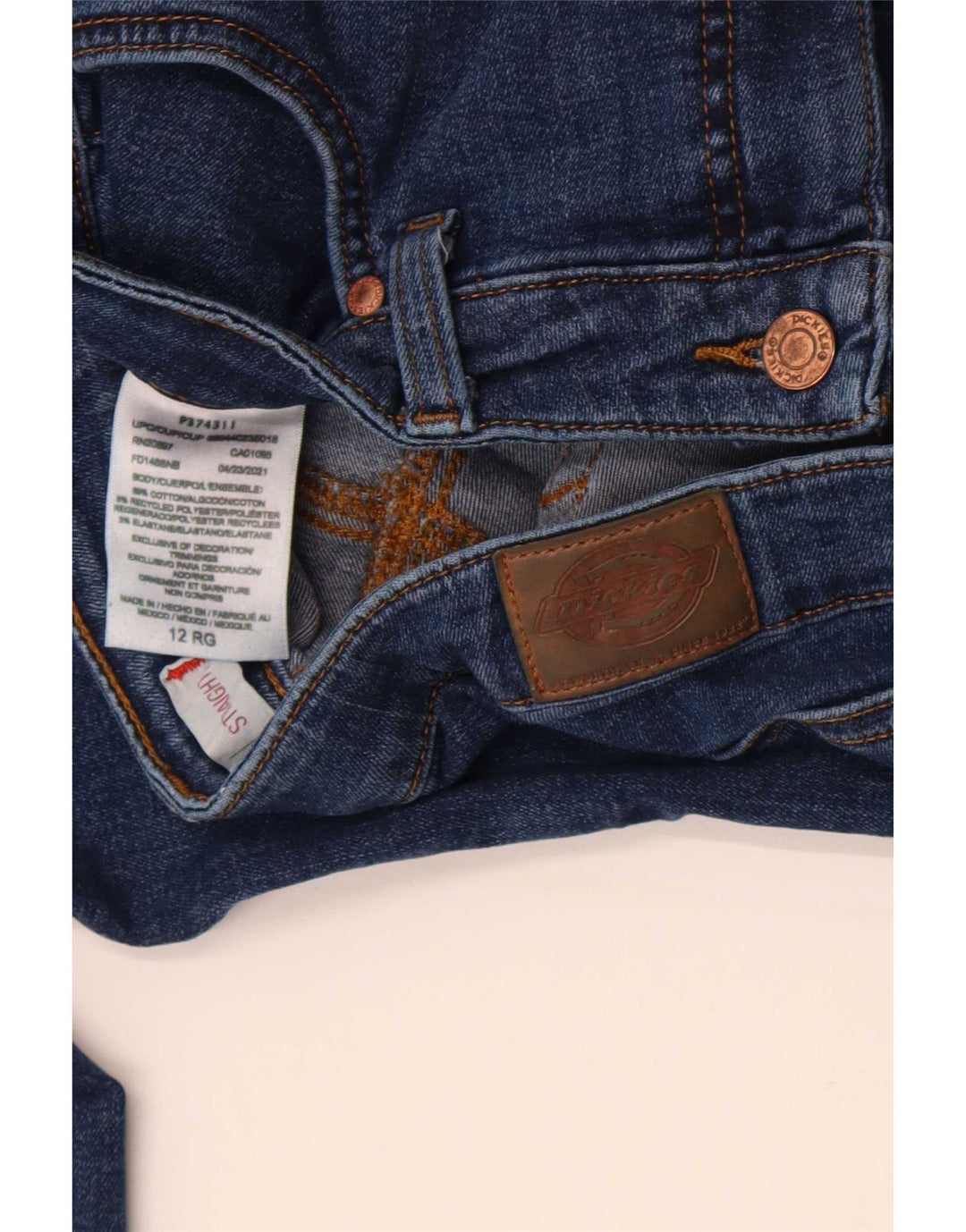 Dickies Dame Straight Jeans US 12 Large W30 L30 Blue Cotton