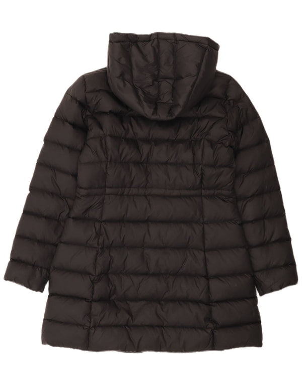 Benetton Dame Hætte Polstret Frakke UK 14 Medium Sort Polyamid