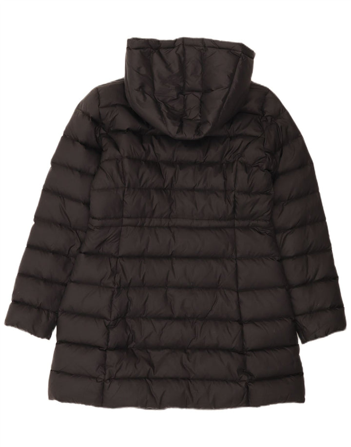 Benetton Dame Hætte Polstret Frakke UK 14 Medium Sort Polyamid