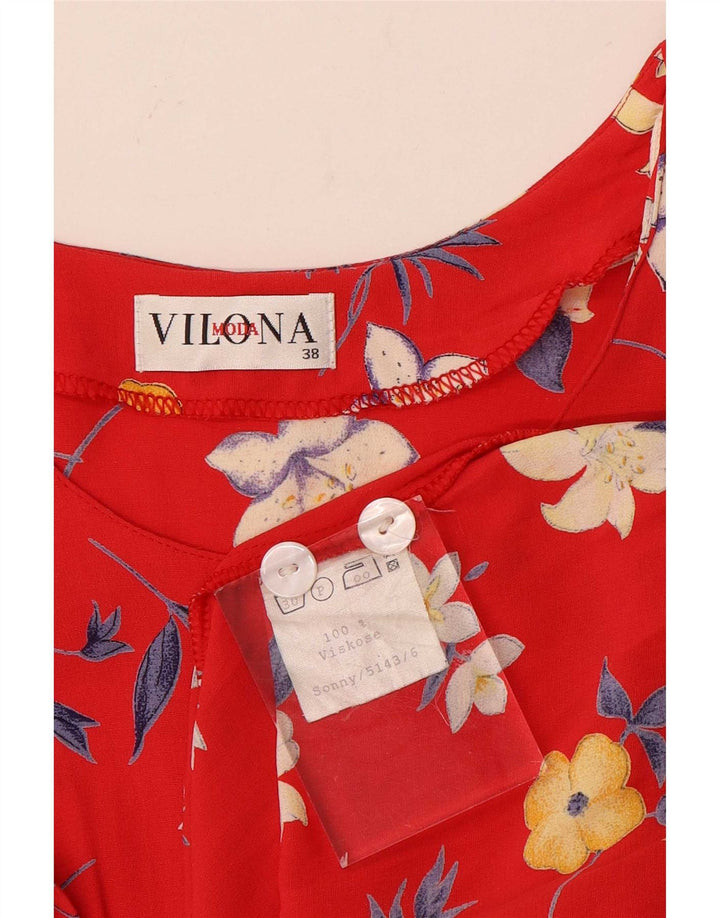 Vilona Moda Dame A-Line Kjole EU 38 Medium Red Floral Viscose