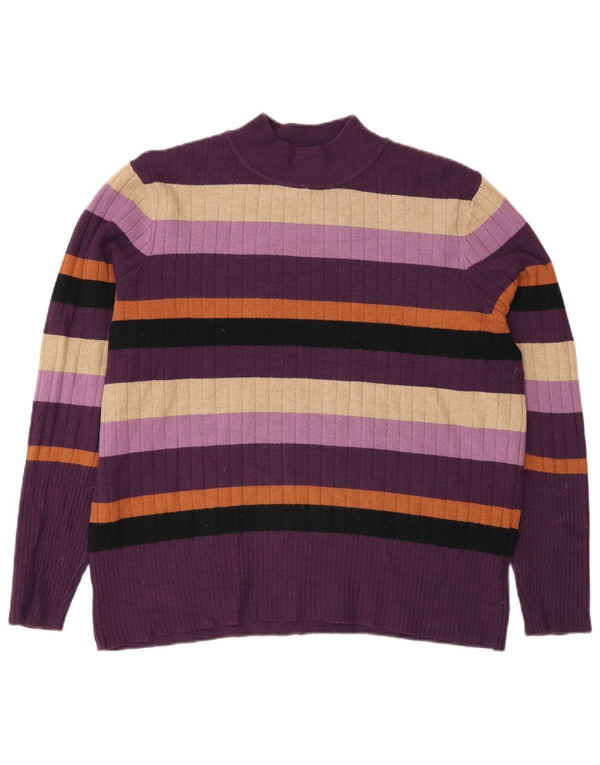 Marks & Spencer Dame Turtle Neck Jumper Sweater UK 18 XL Lilla Stribet