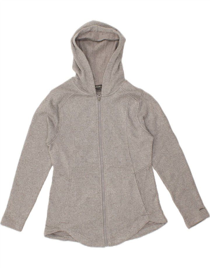 EDDIE BAUER Womens Zip Hoodie Sweater UK 14 Medium Grey Polyester Vintage Eddie Bauer and Second-Hand Eddie Bauer from Messina Hembry 