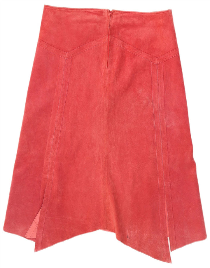 Danier Dame Ruskind Asymmetrisk Nederdel UK 14 Large W32 Rød Polyester