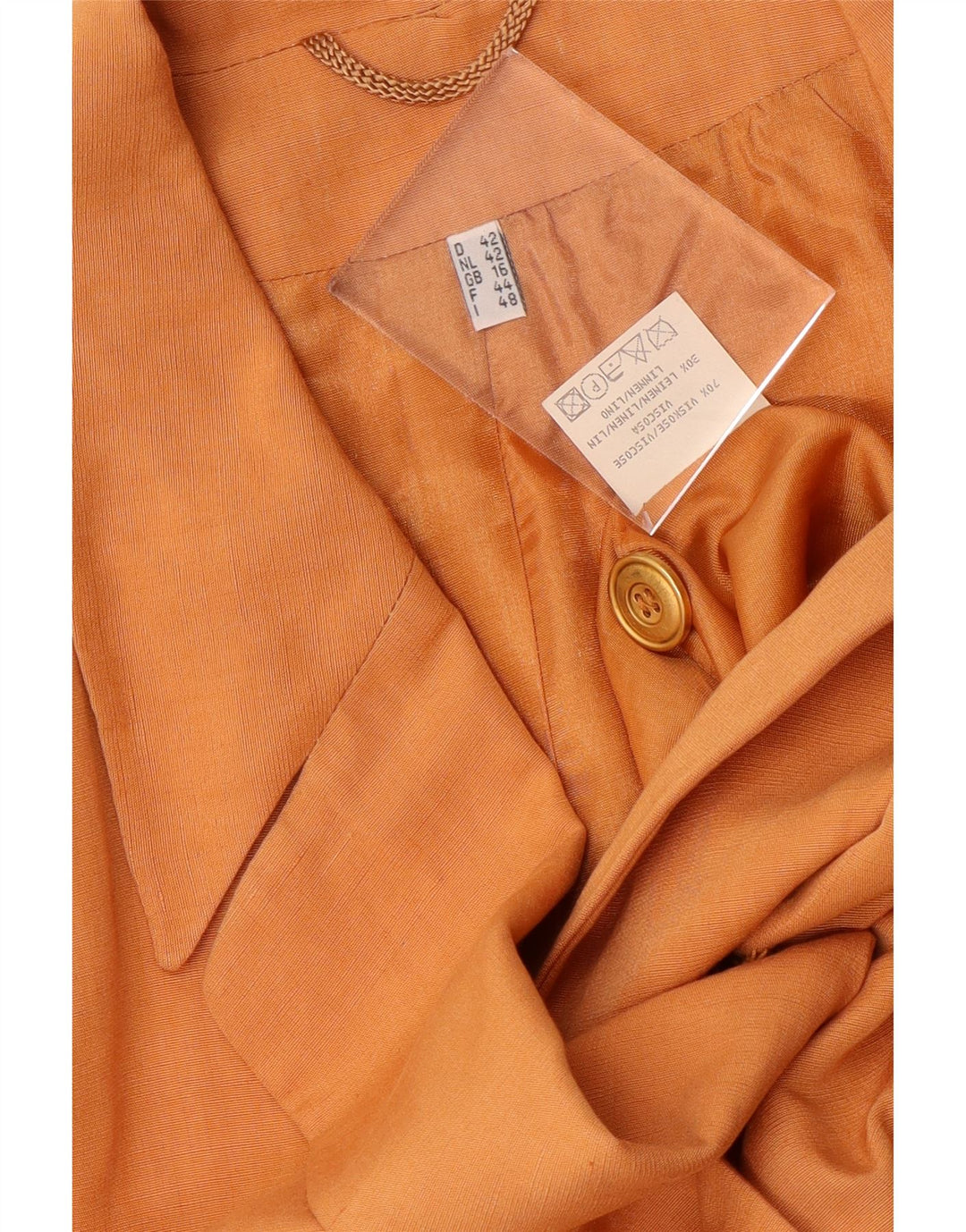 Vintage Dame Dobbeltradet Blazer Jacket UK 16 Large Orange Viscose