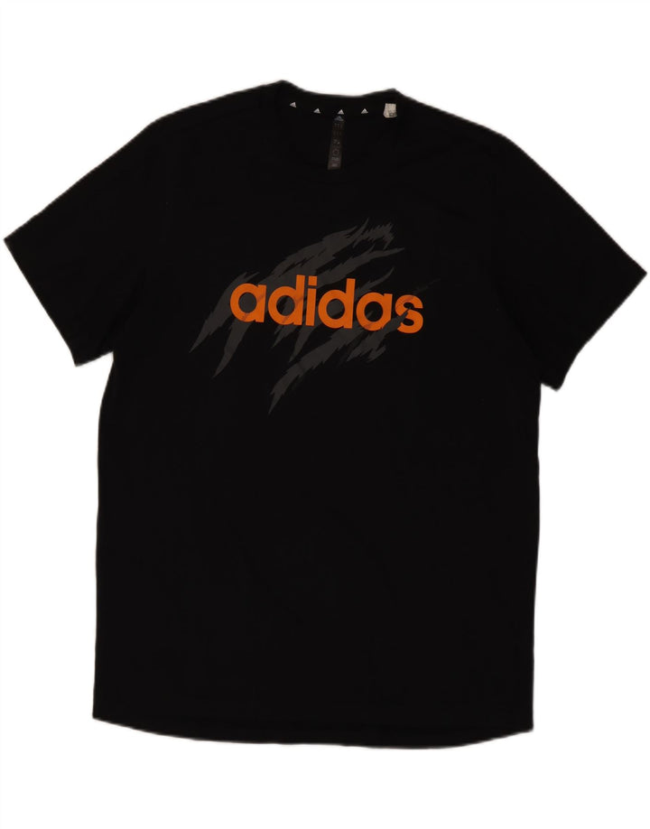 ADIDAS Mens Aeroready Graphic T-Shirt Top Large Black Polyester Vintage Adidas and Second-Hand Adidas from Messina Hembry 