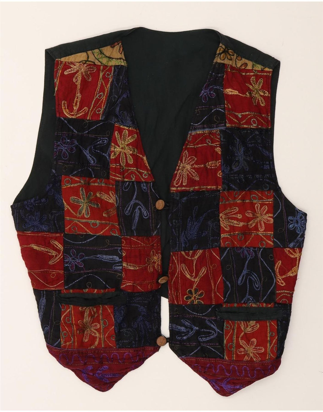 Vintage herrevest Stor flerfarvet patchwork bomuld