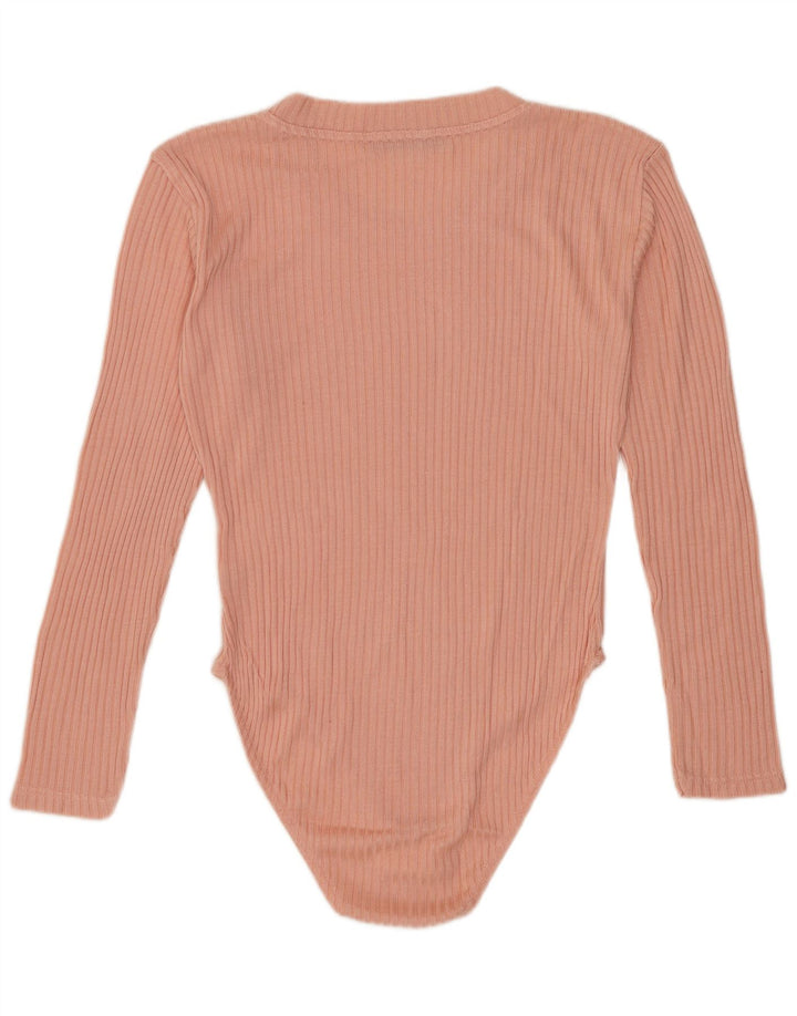 Vintage langærmet bodysuit til kvinder UK 14 Medium Pink