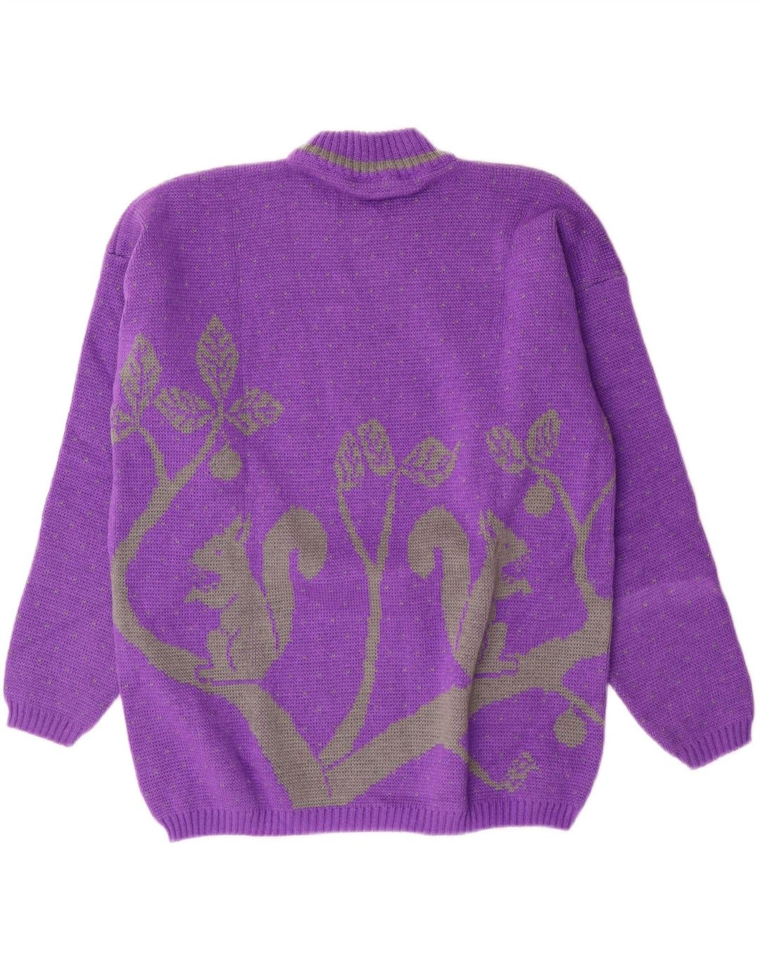 ALTA MODA grafisk sweater med rund hals til kvinder UK 16 Stor lilla uld