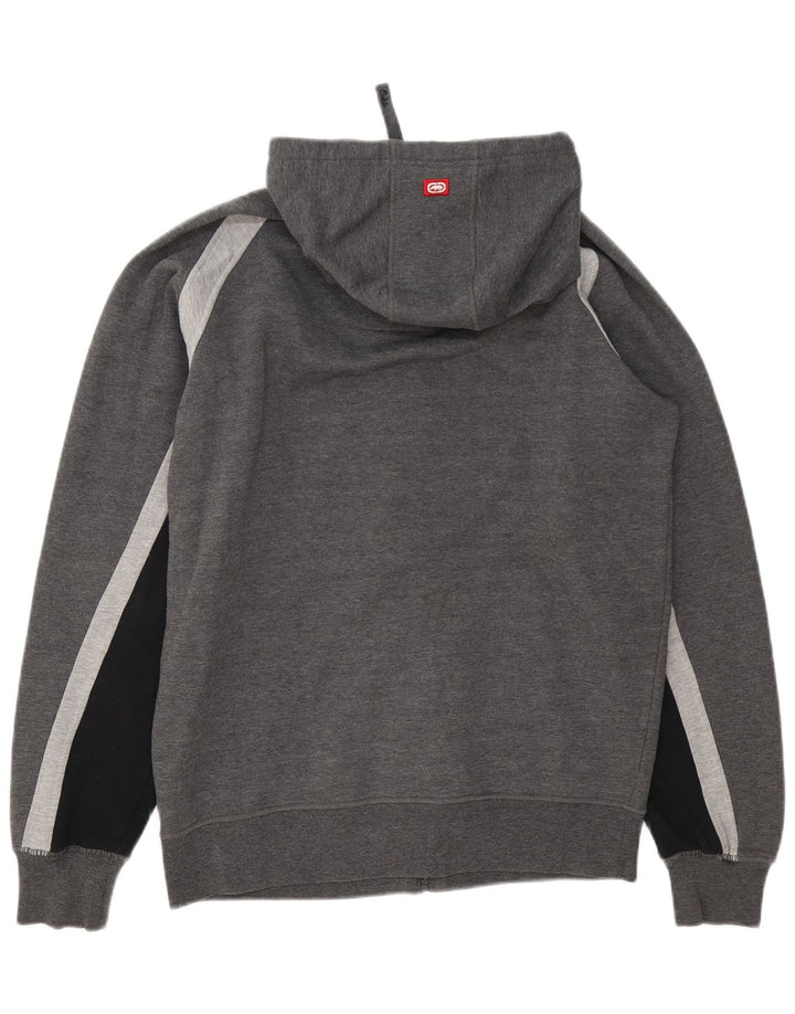 Ecko Unltd Herre grafisk hættetrøje med lynlås mellemgrå polyester