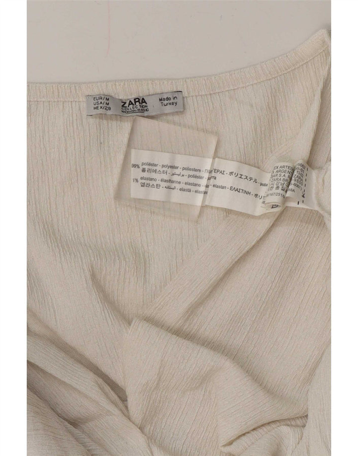 Zara Damebluse Top UK 14 Medium White Polyester