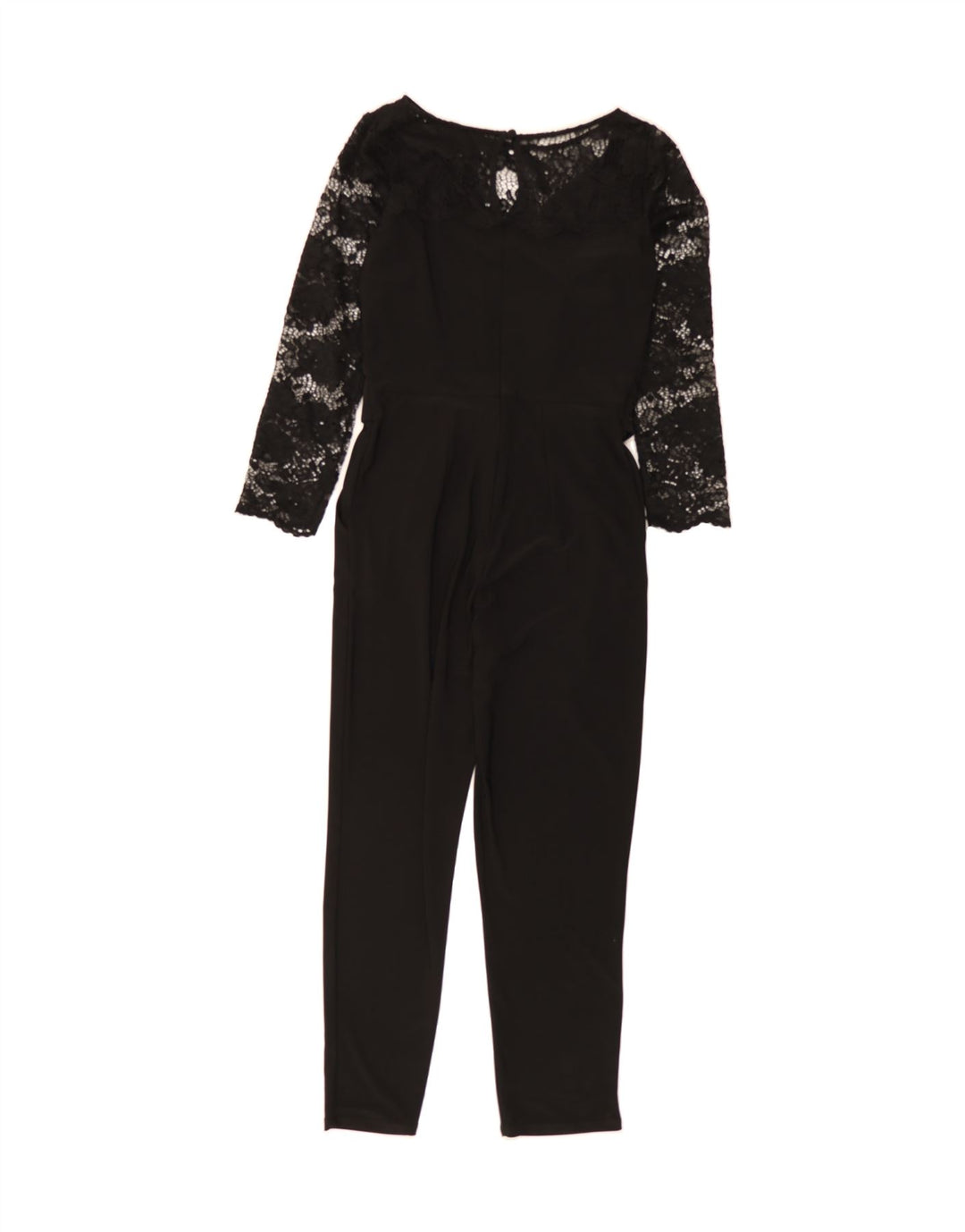 WALLIS Womens See Through Long Sleeve Jumpsuit UK 8 Small  Black Floral Vintage Wallis and Second-Hand Wallis from Messina Hembry 