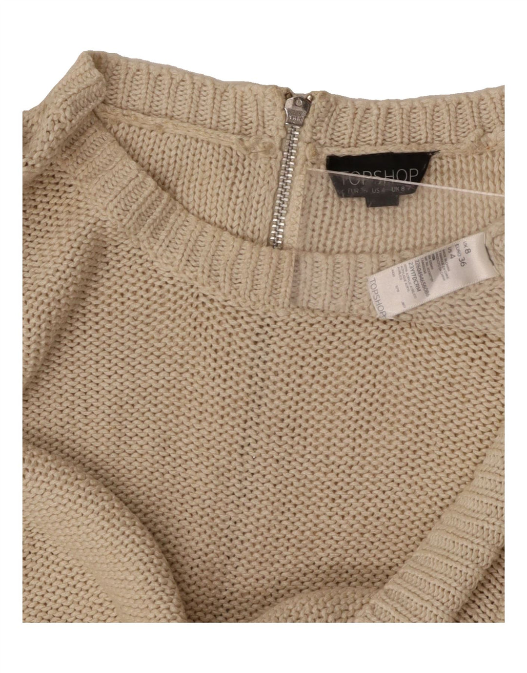 TOPSHOP Womens Oversized Cardigan Sweater UK 8 Small Beige Acrylic Vintage Topshop and Second-Hand Topshop from Messina Hembry 