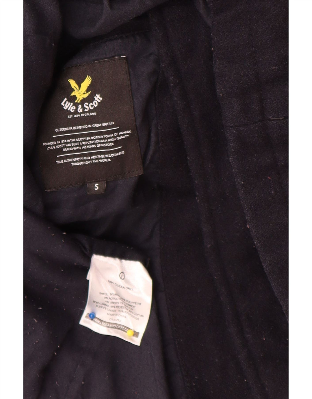 Lyle & Scott Herre Pea Coat UK 36 Small Navy Blue Acryl