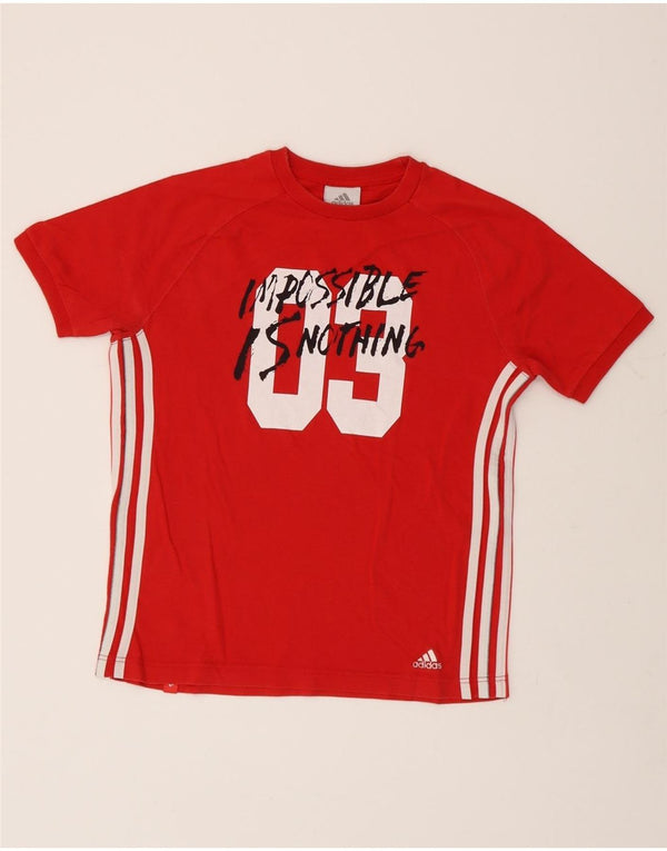 ADIDAS Drenge Grafisk T-Shirt Top 13-14 År Rød Bomuld