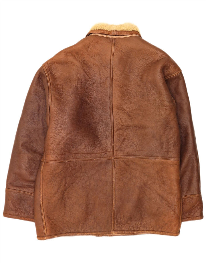 Vintage Herre Shearling Jacket UK 38 Medium Brown