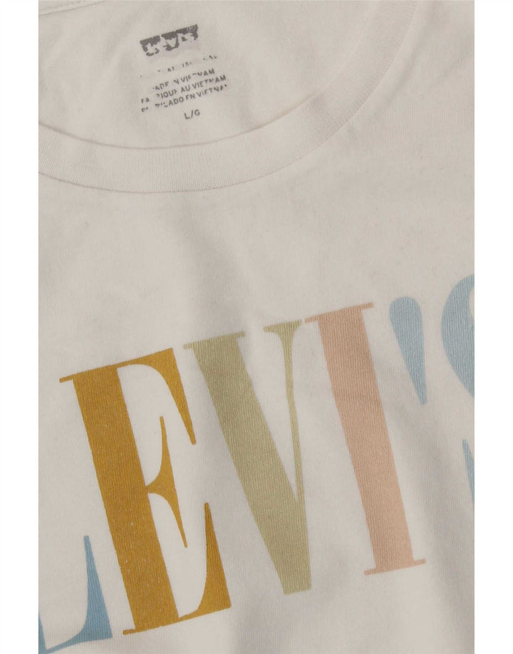 Levi's Dame Grafisk T-Shirt Top UK 16 Large White