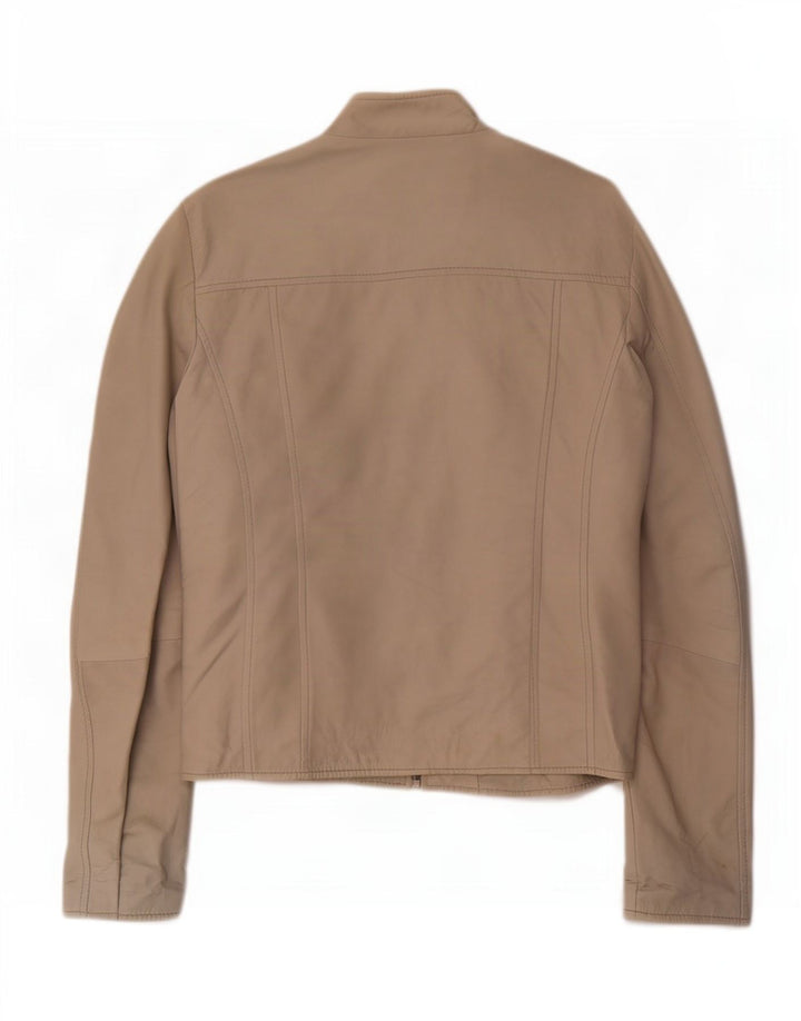 Vintage dame læderjakke IT 52 2XL Beige